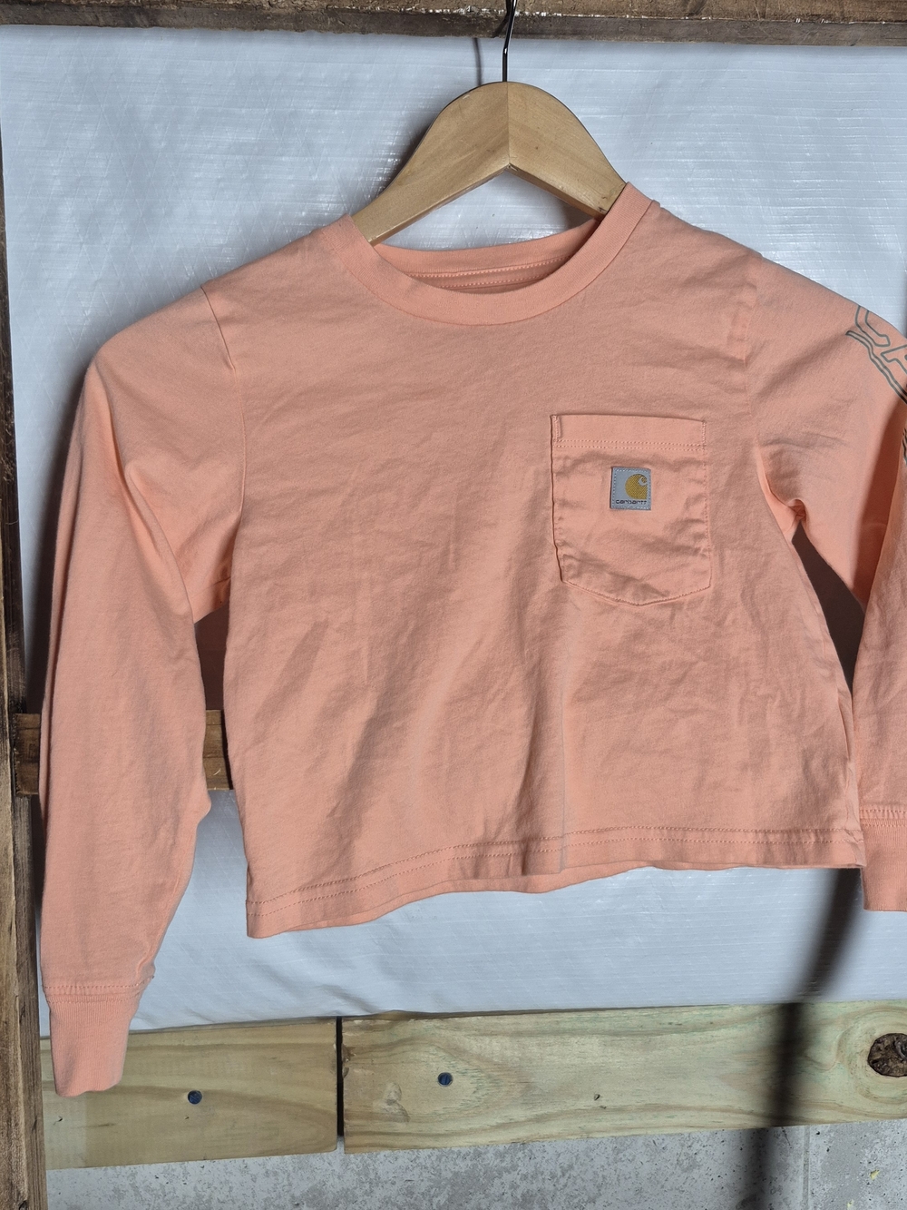 Carhartt Kids' Long-Sleeve Pocket Tee in Peach